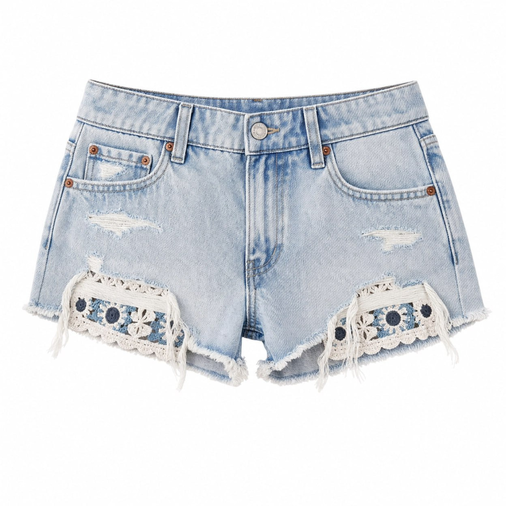 Sienna Lace Denim Shorts